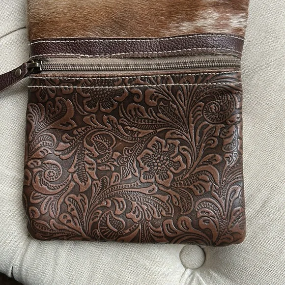 Myra Crossbody Tangled Vine S-3393 Leather & Hairon Cowhide Western - Picture 2 of 12